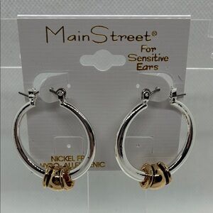 3For$20 Main Street Two-Tone Hoop Earrings - Silver with Gold Accents